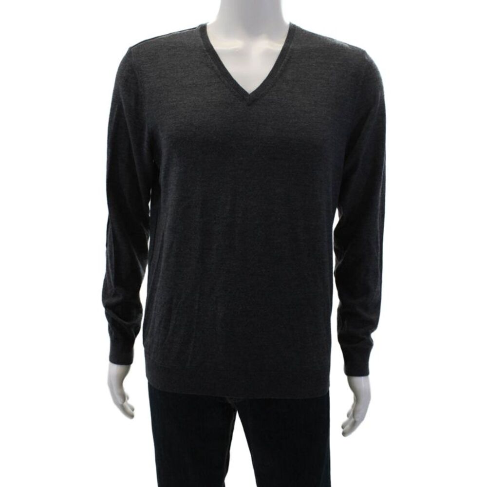 The Kooples Mens V-Neck Long Sleeve Pullover Sweater Gray Size L